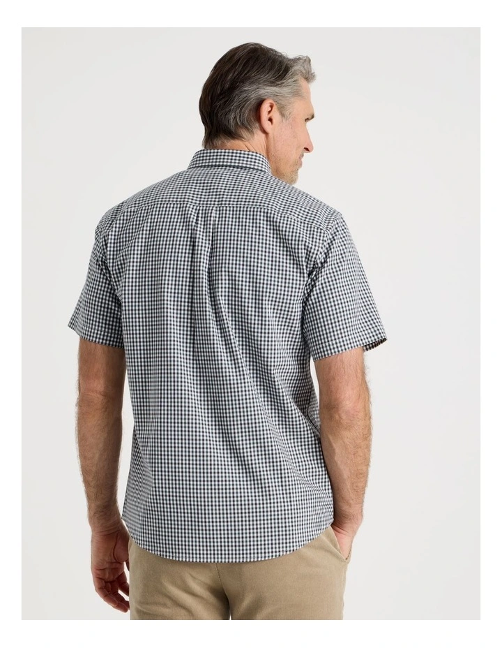 Short Sleeve Check Shirt in Khaki image 6