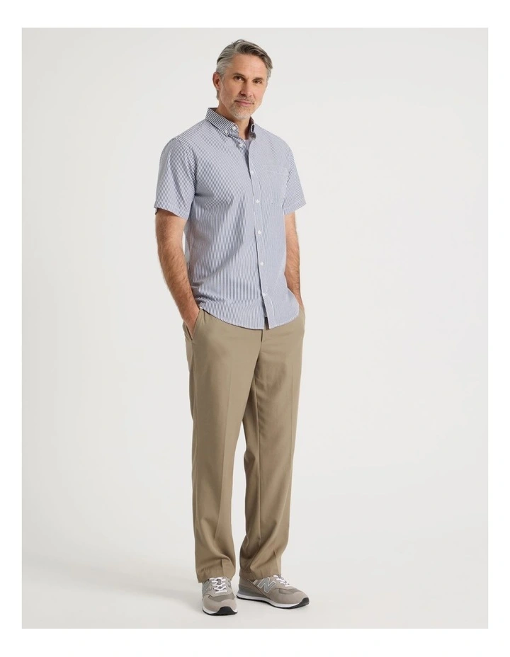 Short Sleeve Striped Poplin Shirt in Navy image 2