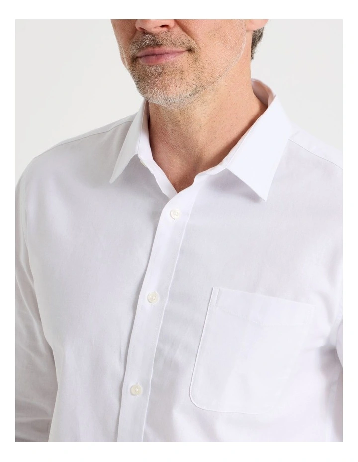 Long Sleeve Chambray Shirt in White image 5