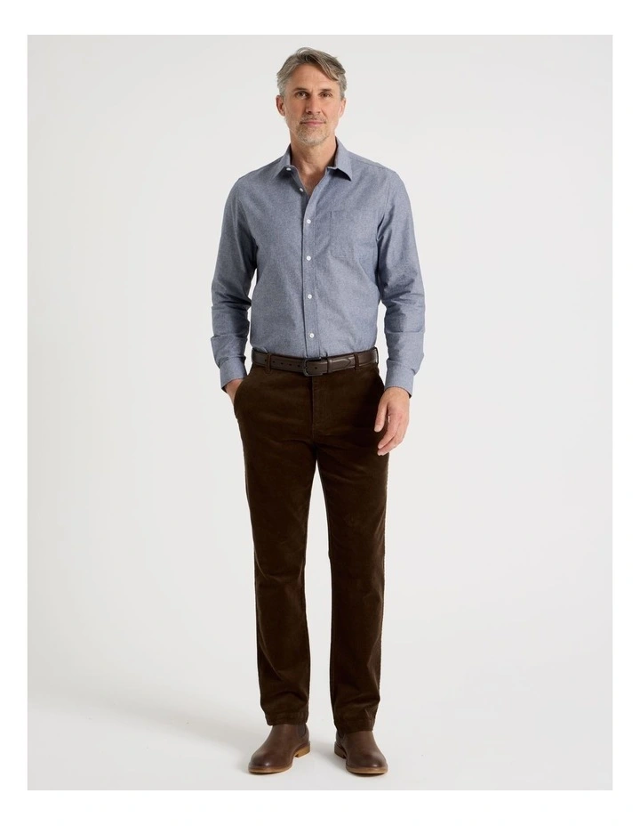 Long Sleeve Chambray Shirt in Blue image 3