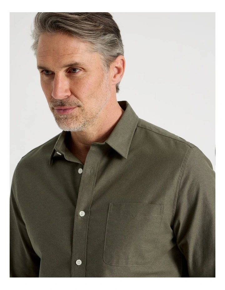 Long Sleeve Chambray Shirt in Khaki image 5