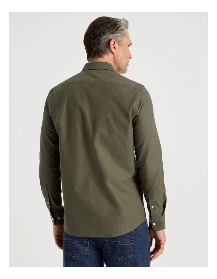 Long Sleeve Chambray Shirt in Khaki image 6