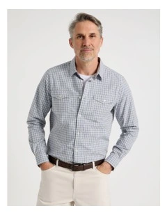 Long Sleeve Check Shirt in Light Blue