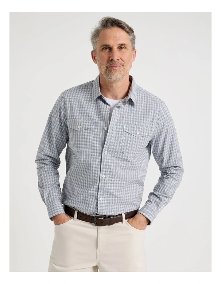 Long Sleeve Check Shirt in Light Blue image 1