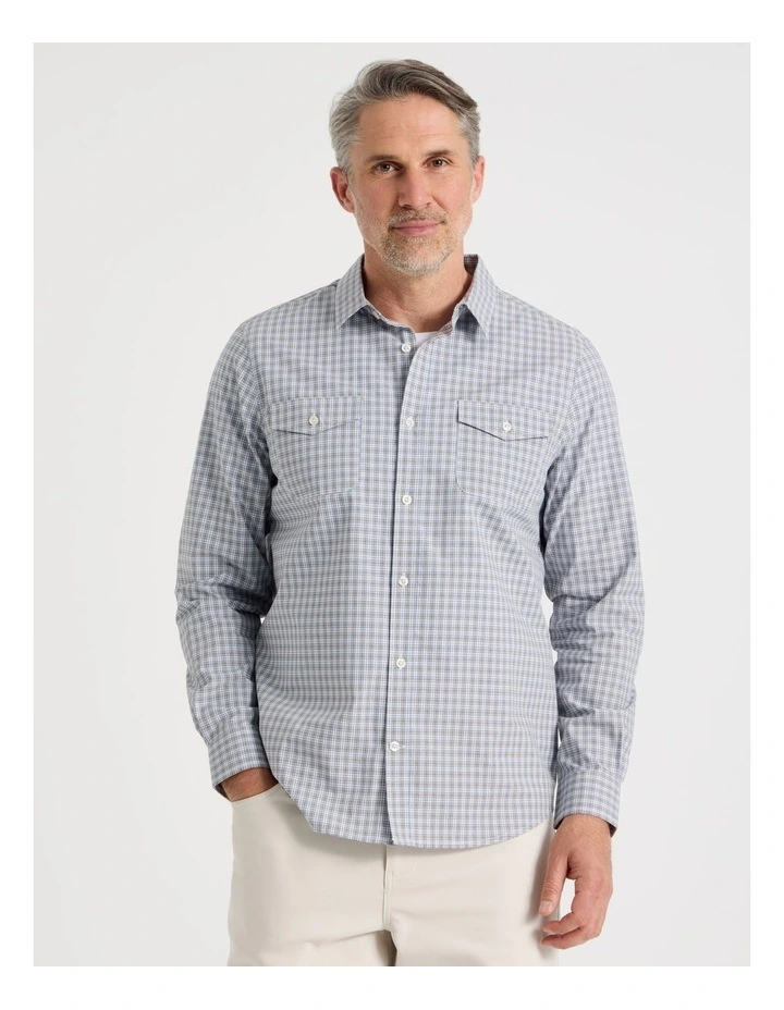 Long Sleeve Check Shirt in Light Blue image 5
