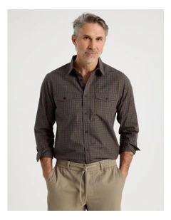 Long Sleeve Check Shirt in Khaki