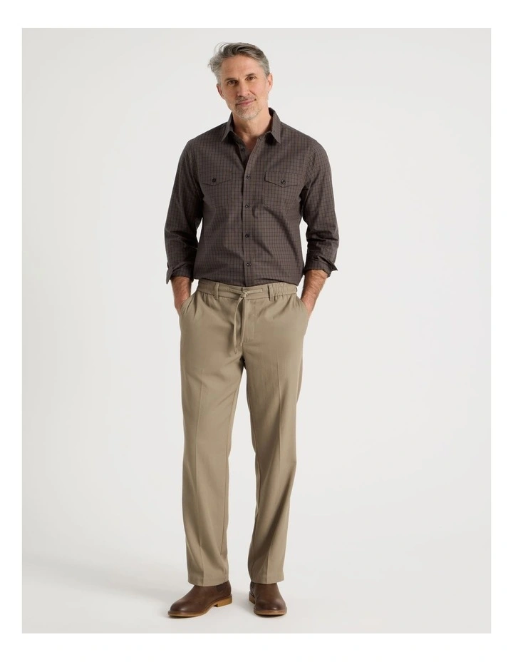 Long Sleeve Check Shirt in Khaki image 3