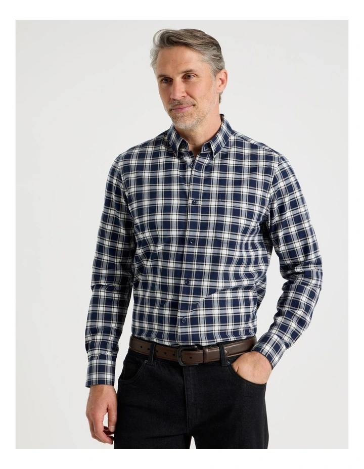 Long Sleeve Check Shirt in Navy image 1