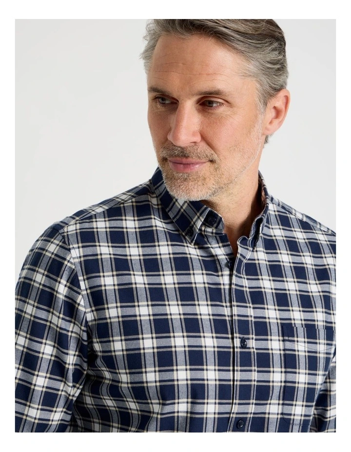 Long Sleeve Check Shirt in Navy image 3