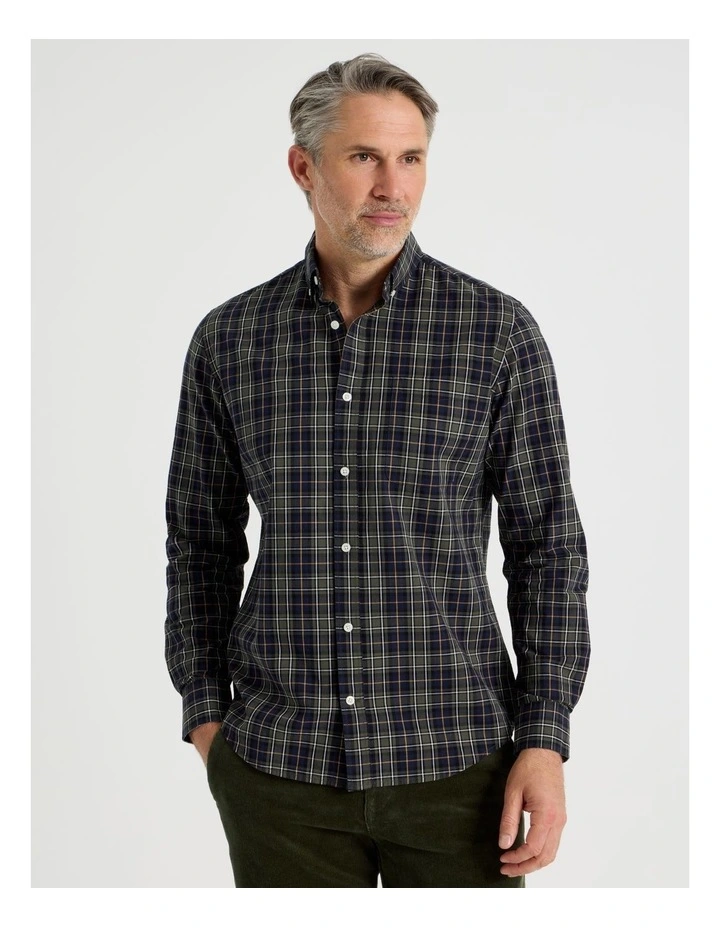 Long Sleeve Check Shirt in Khaki image 4