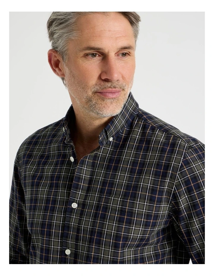 Long Sleeve Check Shirt in Khaki image 5