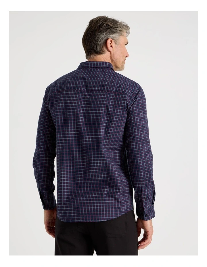 Long Sleeve Flannel Check Shirt in Navy image 6
