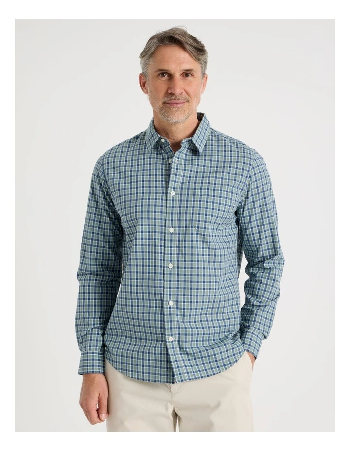 Long Sleeve Check Shirt in Khaki image 1