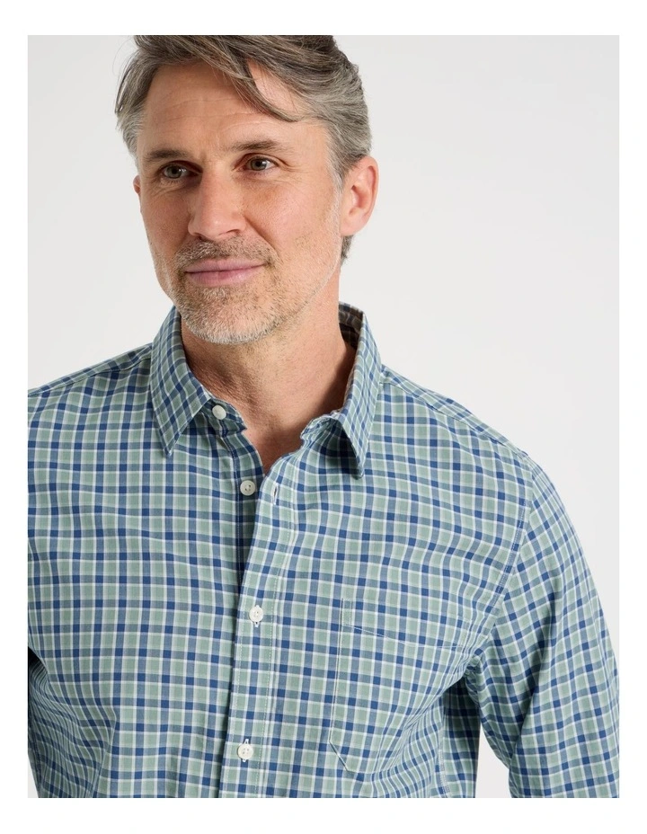 Long Sleeve Check Shirt in Khaki image 3