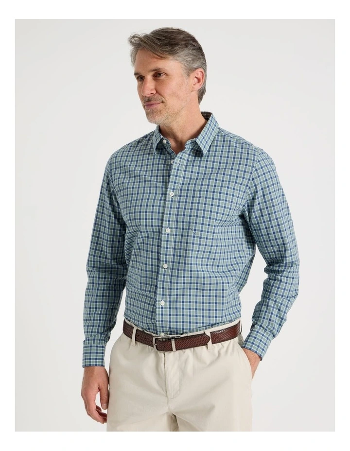 Long Sleeve Check Shirt in Khaki image 4
