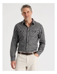 Long Sleeve Check Flannel Shirt in Black