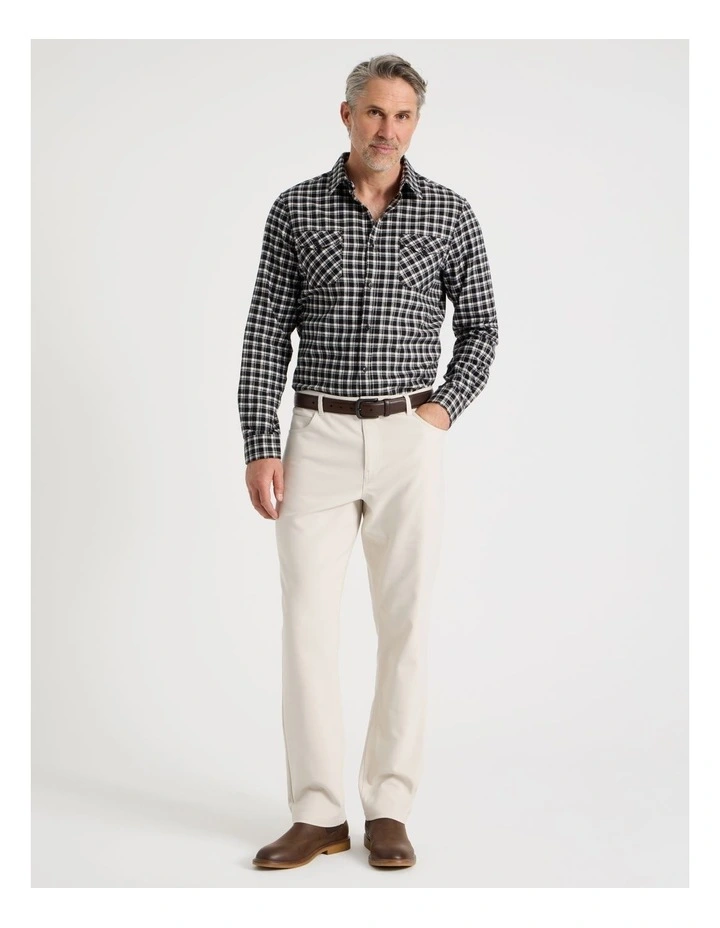 Long Sleeve Check Flannel Shirt in Black image 3