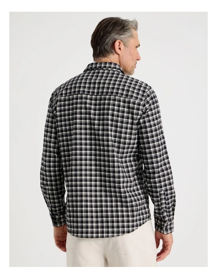 Long Sleeve Check Flannel Shirt in Black image 6