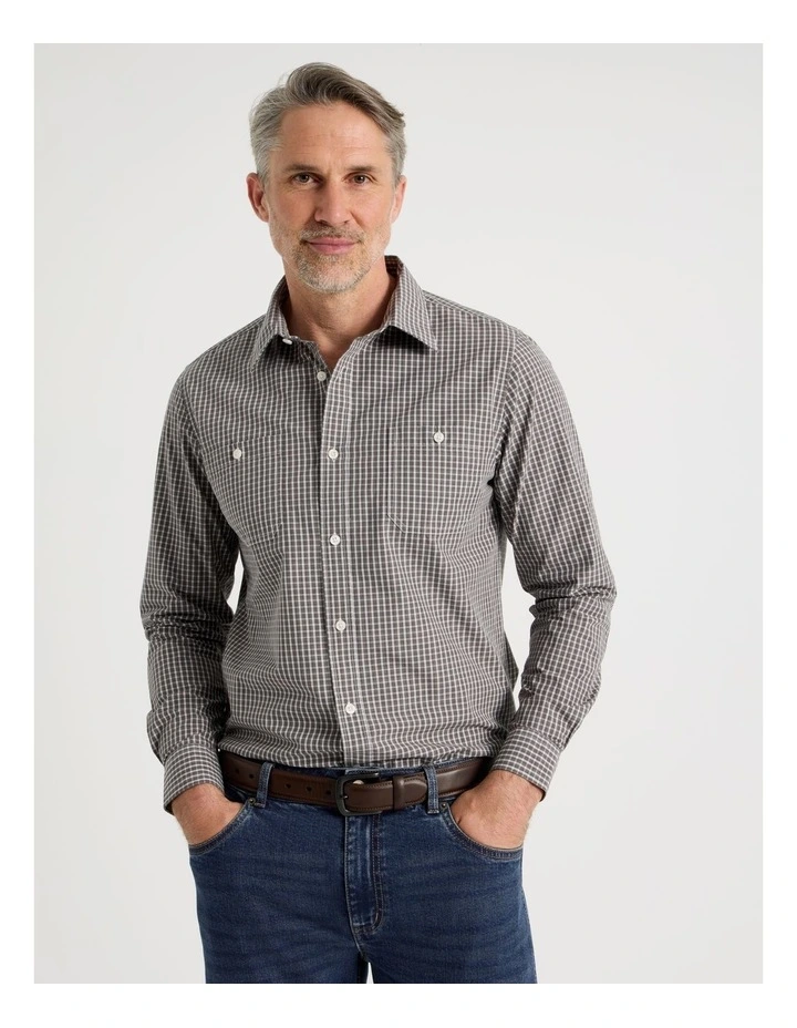 Long Sleeve Check Shirt in Grey image 1
