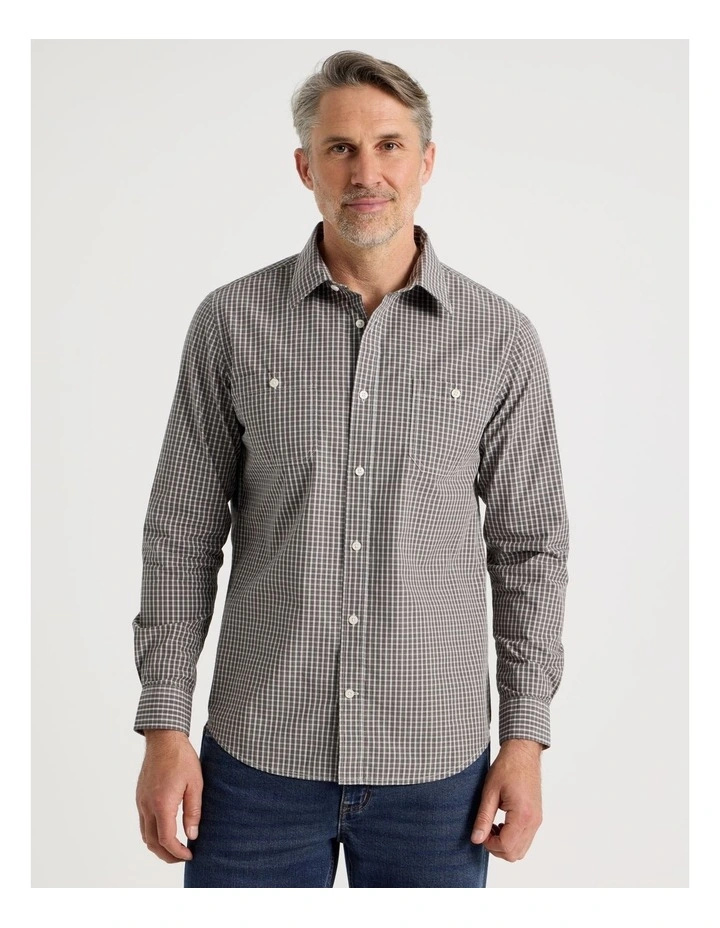 Long Sleeve Check Shirt in Grey image 4