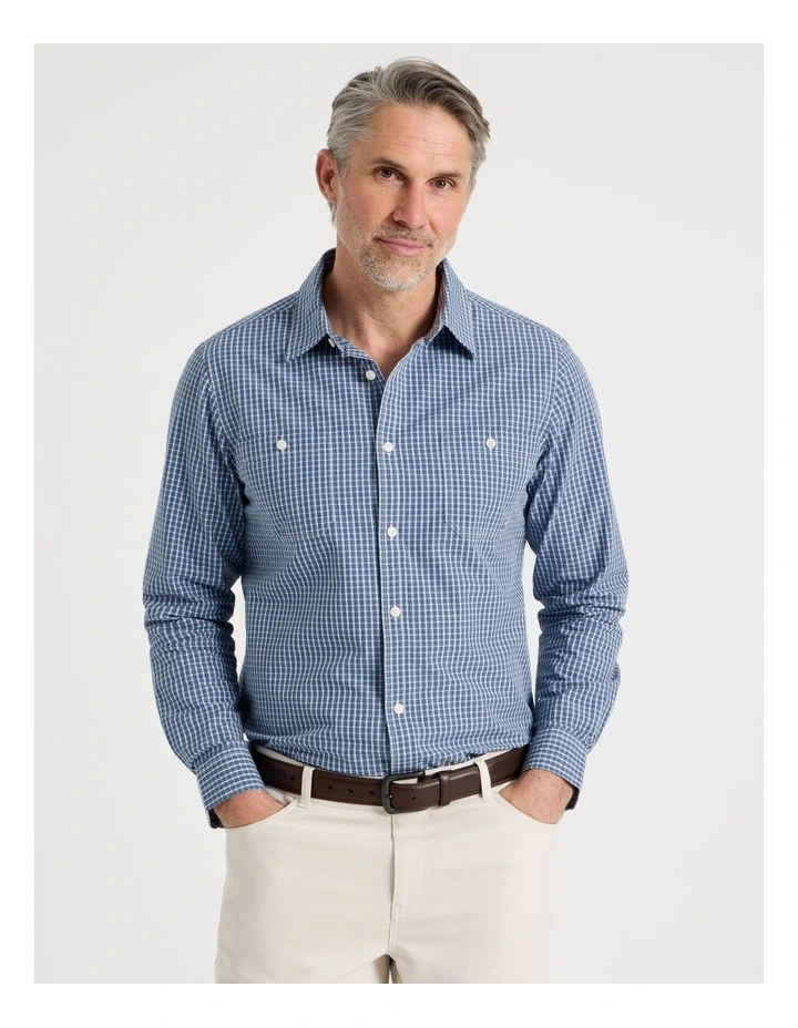 Long Sleeve Check Shirt in Blue image 1