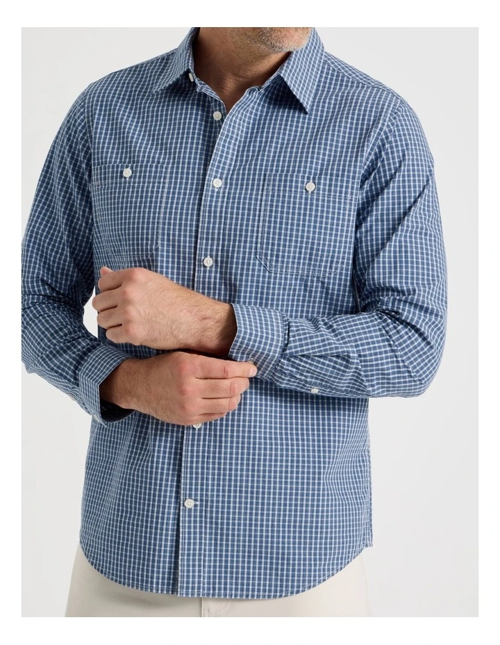 Long Sleeve Check Shirt in Blue image 2