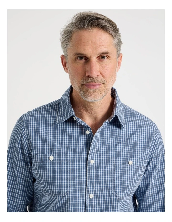 Long Sleeve Check Shirt in Blue image 4