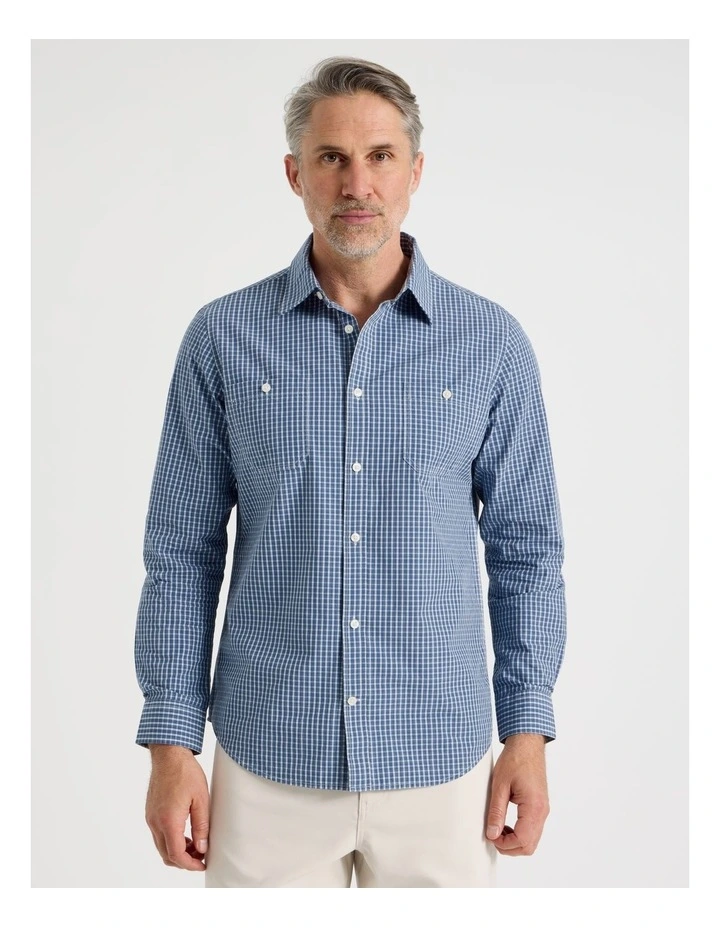 Long Sleeve Check Shirt in Blue image 5