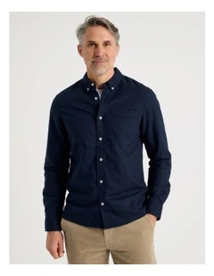 Long Sleeve Plain Shirt in Navy