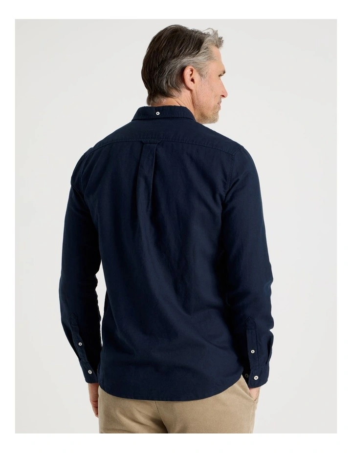 Long Sleeve Plain Shirt in Navy image 6