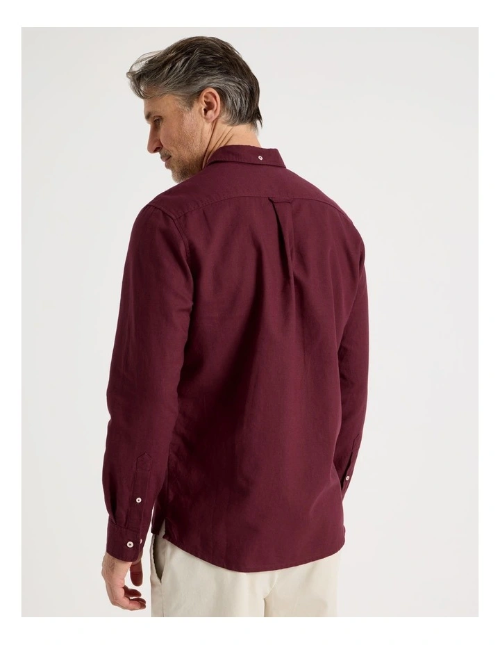 Long Sleeve Plain Shirt in Burgundy image 6
