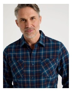 Long Sleeve Starboard Check Shirt in Navy