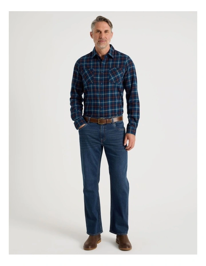 Long Sleeve Starboard Check Shirt in Navy image 2
