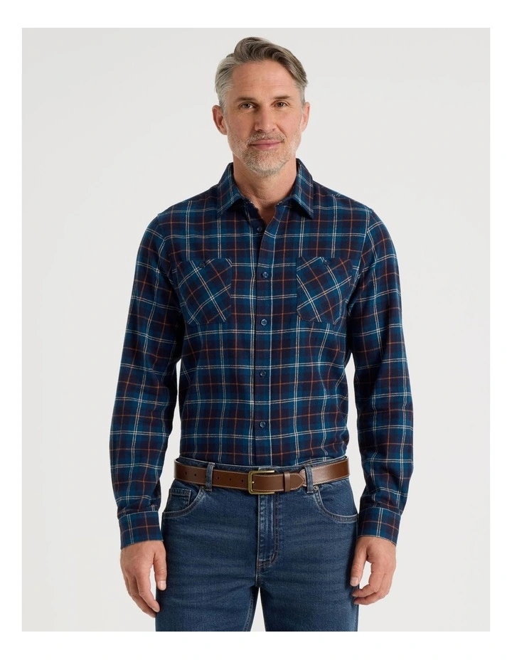 Long Sleeve Starboard Check Shirt in Navy image 3