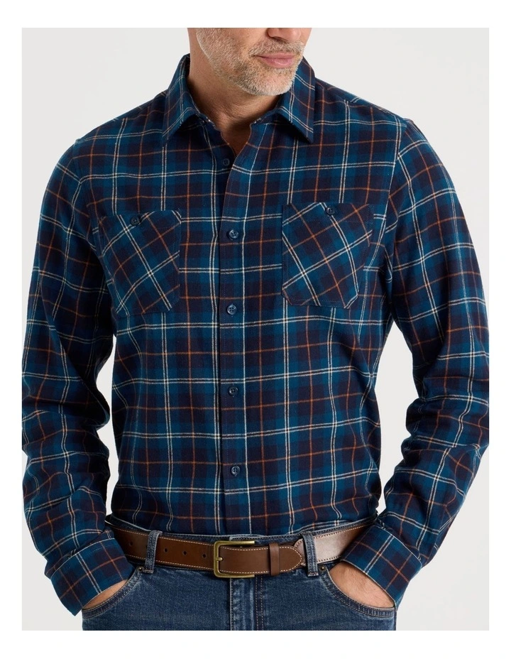 Long Sleeve Starboard Check Shirt in Navy image 4