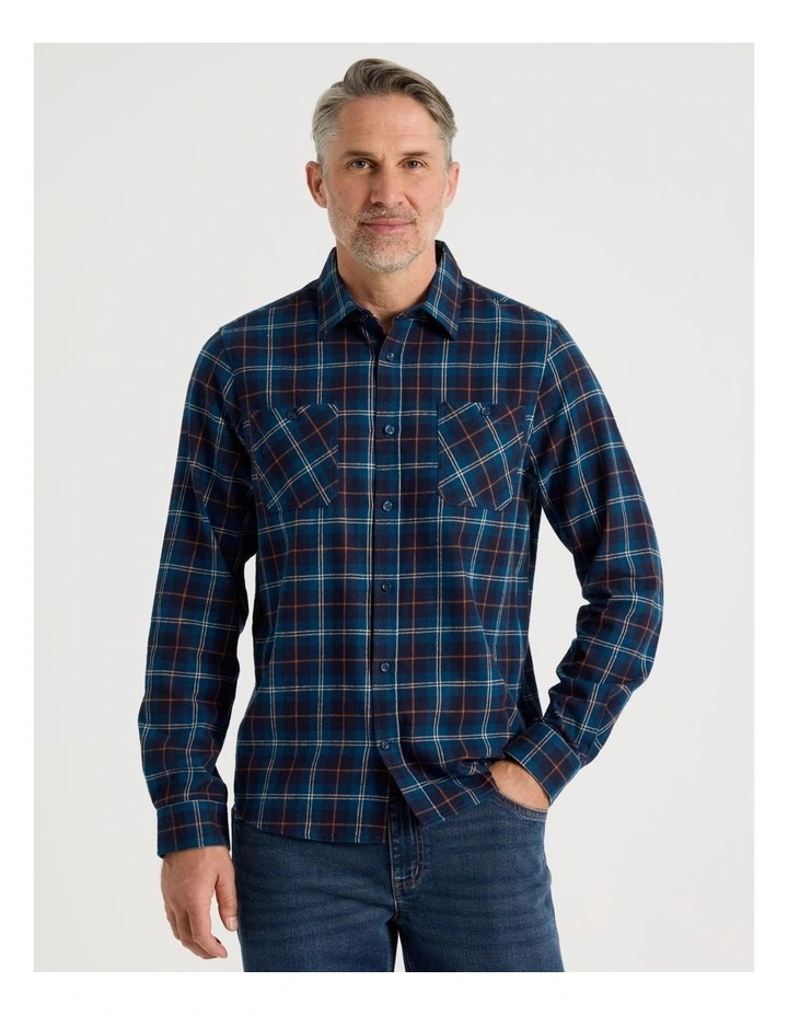 Long Sleeve Starboard Check Shirt in Navy image 5