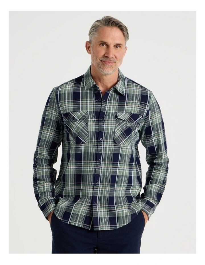 Long Sleeve Anchor Shirt in Sage Check image 1