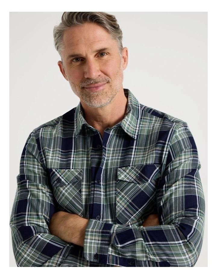 Long Sleeve Anchor Shirt in Sage Check image 2