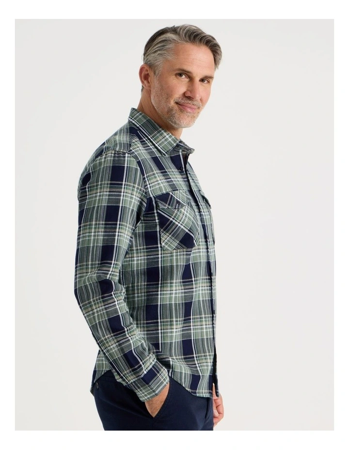 Long Sleeve Anchor Shirt in Sage Check image 4