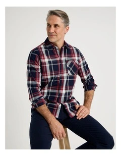 Long Sleeve Keel Check Shirt in Navy