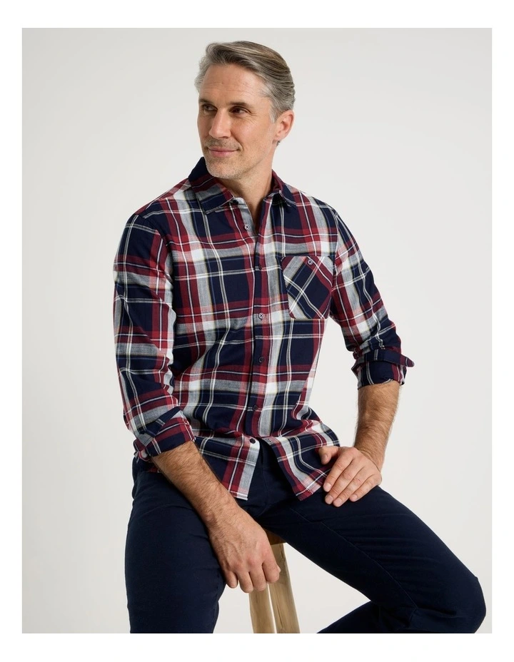 Long Sleeve Keel Check Shirt in Navy image 1