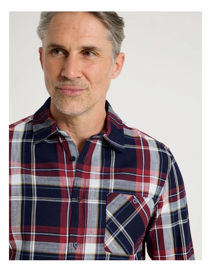 Long Sleeve Keel Check Shirt in Navy image 3