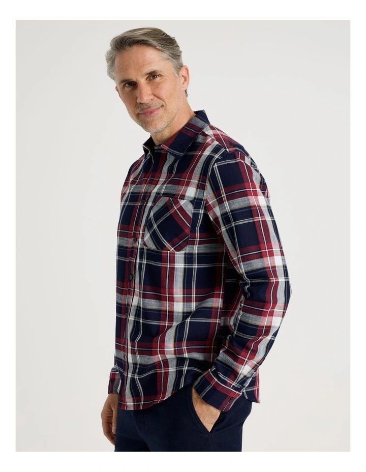 Long Sleeve Keel Check Shirt in Navy image 4