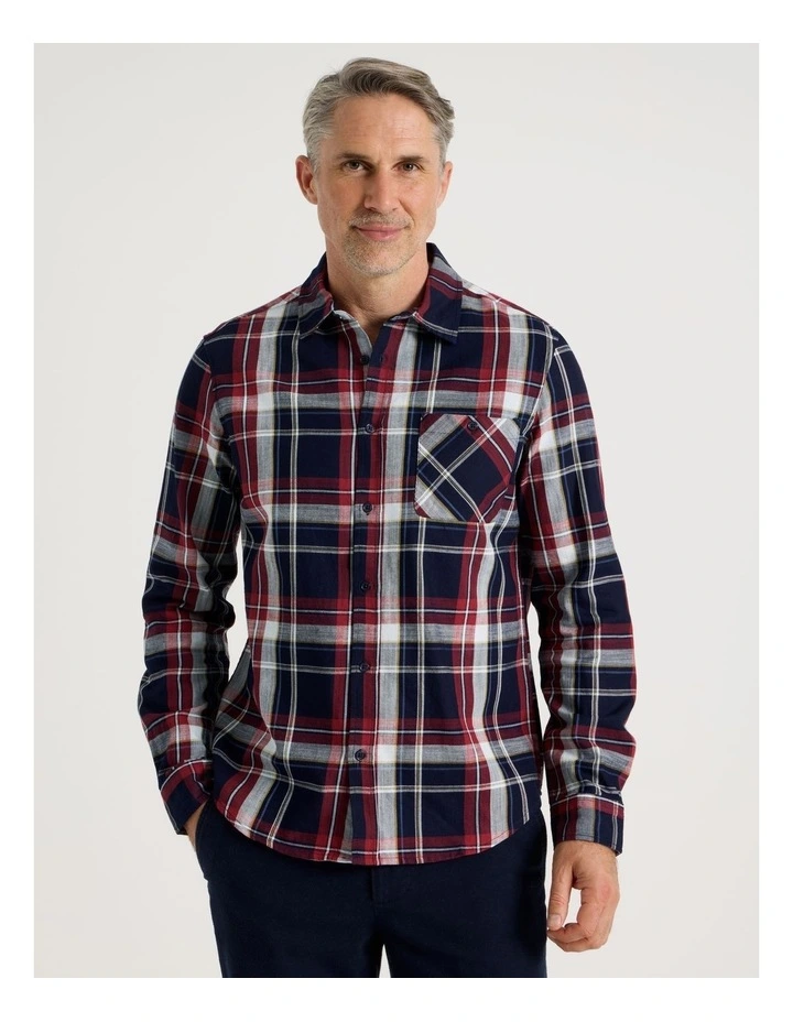 Long Sleeve Keel Check Shirt in Navy image 5