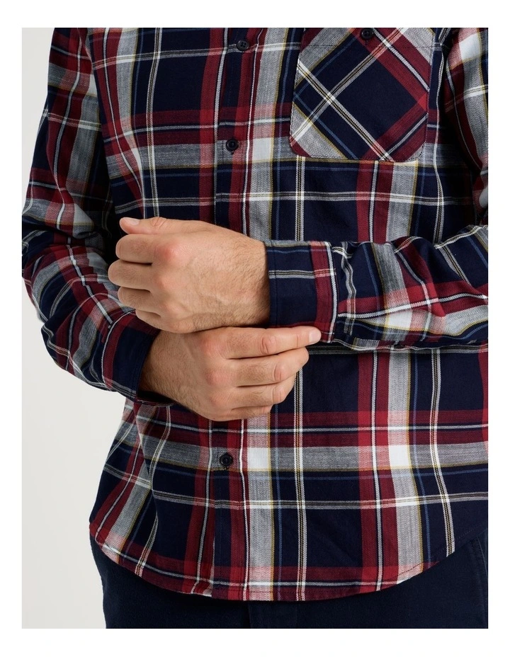 Long Sleeve Keel Check Shirt in Navy image 7