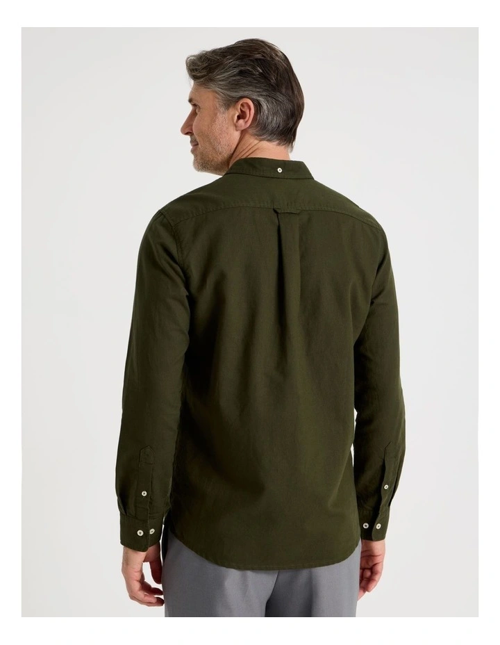 Long Sleeve Plain Shirt in Khaki image 4
