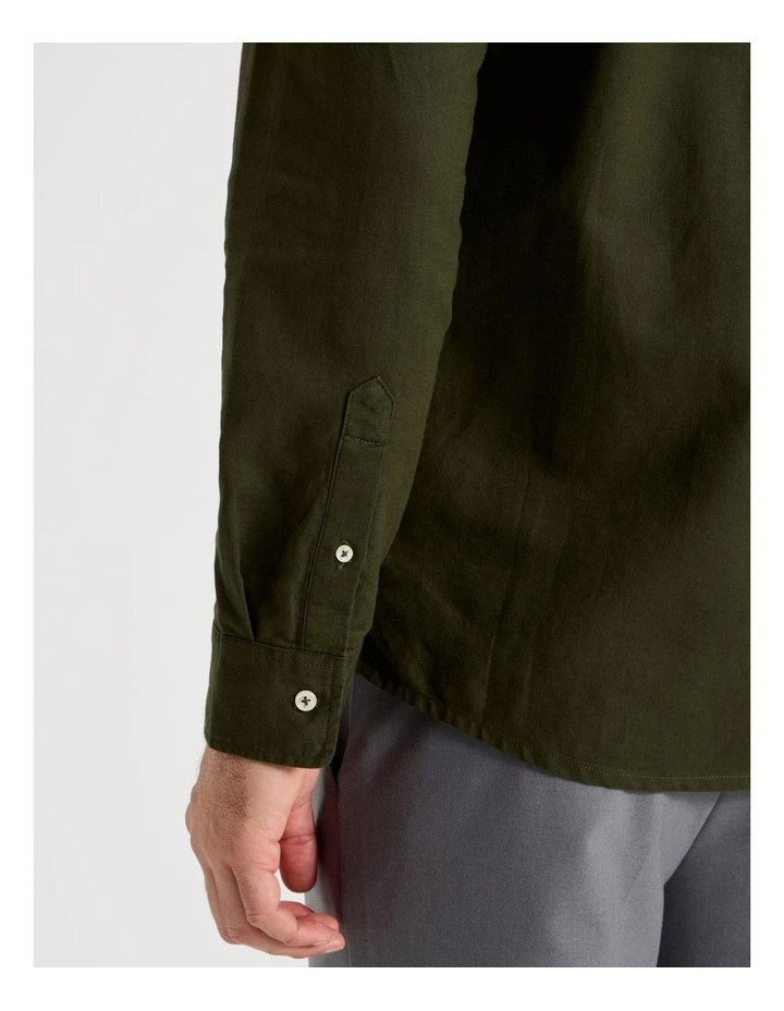 Long Sleeve Plain Shirt in Khaki image 6