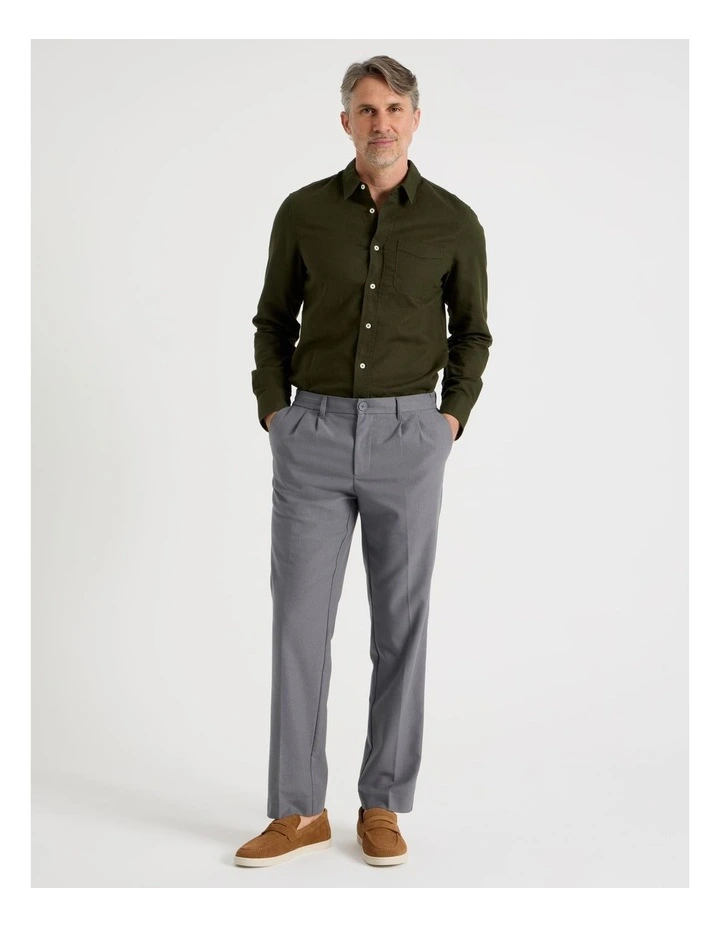 Long Sleeve Plain Shirt in Khaki image 7