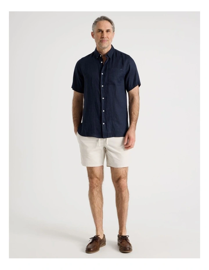 Short Sleeve Linen Shirt in Navy image 2