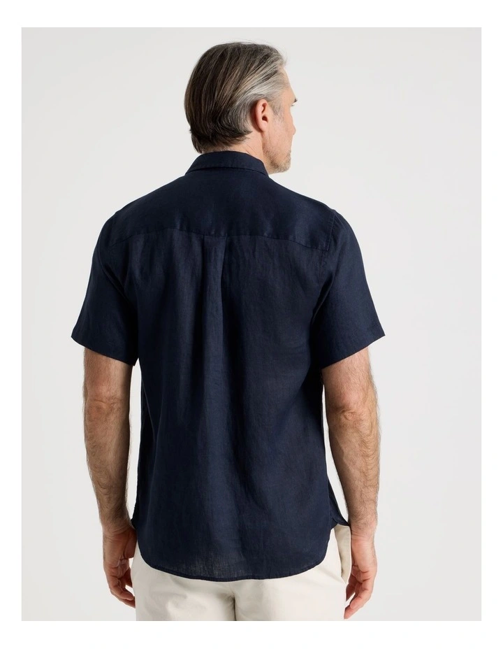 Short Sleeve Linen Shirt in Navy image 6